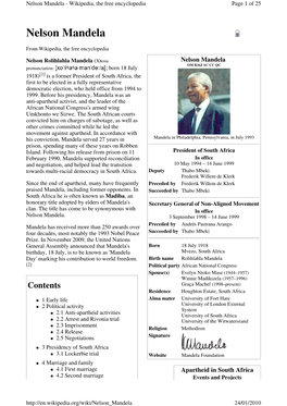 Nelson Mandela - Wikipedia, the Free Encyclopedia Page 1 of 25