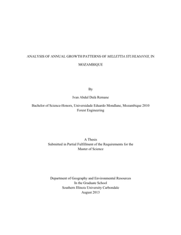 Analysis of Annual Growth Patterns of Millettia Stuhlmannii, in Mozambique