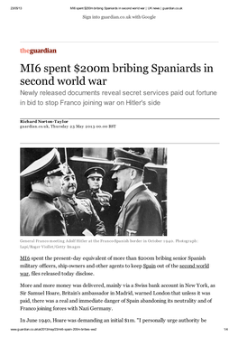 MI6 Spent $200M Bribing Spaniards in Second World War | UK News | Guardian.Co.Uk