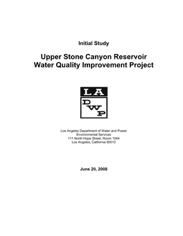 Upper Stone Canyon Reservoir Water Quality Improvement Project