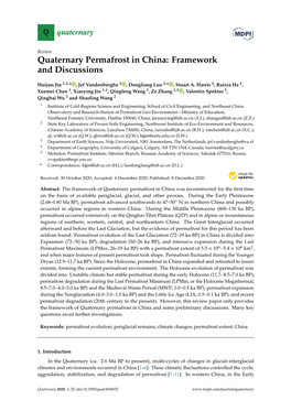 Quaternary Permafrost in China: Framework and Discussions