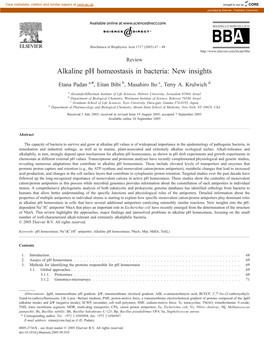 Alkaline Ph Homeostasis in Bacteria: New Insights