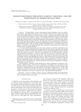 Density-Dependent Predation, Habitat Variation, and the Persistence of Marine Bivalve Prey