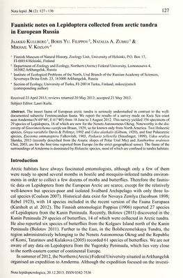 Nota Lepidopterologica, 20.12.2013, ISSN 0342-7536 ©Societas Europaea Lepidopterologica; Download Unter Und