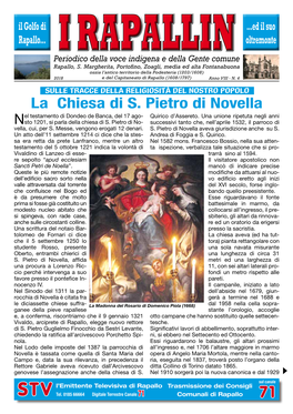 La Chiesa Di S. Pietro Di Novella El Testamento Di Dondeo De Banca, Del 17 Ago- Quirico D’Assereto