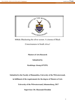 A Cinema of Black Consciousness in South Africa?