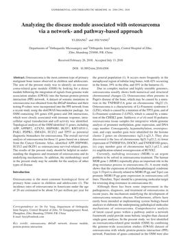 Analyzing the Disease Module Associated with Osteosarcoma Via a Network‑And Pathway‑Based Approach