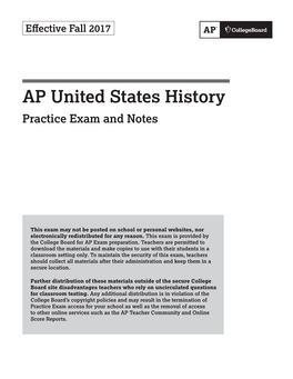 AP United States History Practice Exam and Notes