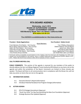 Rta Board Agenda