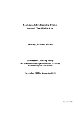 South Lanarkshire Licensing Division Number 2 (East Kilbride Area)