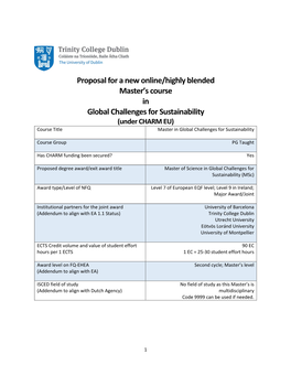 Proposal for a New Online/Highly Blended Master's Course in Global