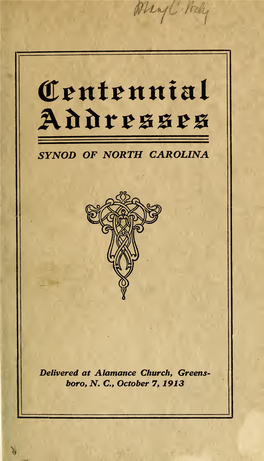 Centennial Addresses, Synod of North Carolina