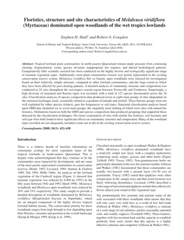 Floristics, Structure and Site Characteristics of Melaleuca Viridiflora (Myrtaceae) Dominated Open Woodlands of the Wet Tropics Lowlands