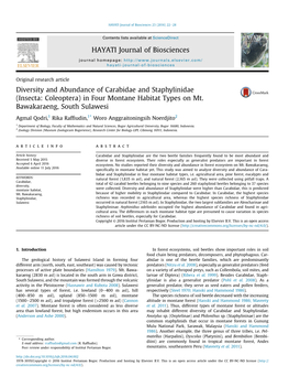 Diversity and Abundance of Carabidae and Staphylinidae (Insecta: Coleoptera) in Four Montane Habitat Types on Mt