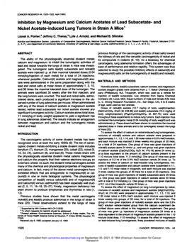 And Nickel Acetate-Induced Lung Tumors in Strain a Mice1