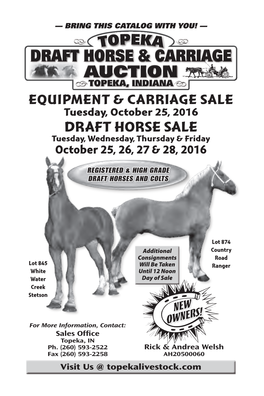 2016 Fall Draft Horse Auction Catalog