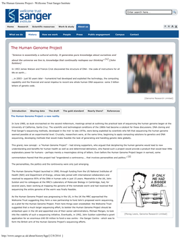 The Human Genome Project - Wellcome Trust Sanger Institute