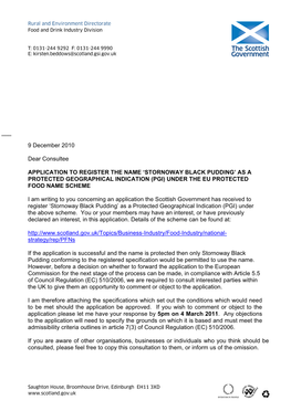 Stornoway Black Pudding’ As a Protected Geographical Indication (Pgi) Under the Eu Protected Food Name Scheme