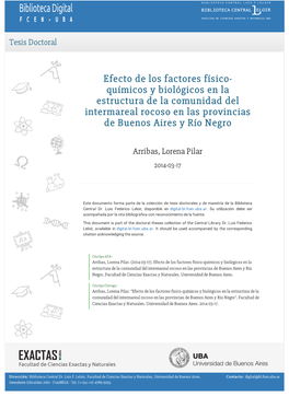 Efecto De Los Factores Físico-Químicos Y Biológicos En La Estructura De La Comunidad Del Intermareal Rocoso En Las Provincias De Buenos Aires Y Río Negro