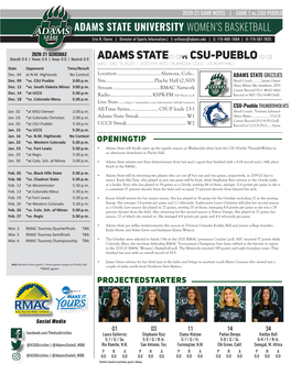ADAMS STATE(0-0)Vs CSU-Pueblo (0-0)