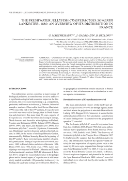 The Freshwater Jellyfish Craspedacusta Sowerbii Lankester, 1880: an Overview of Its Distribution in France