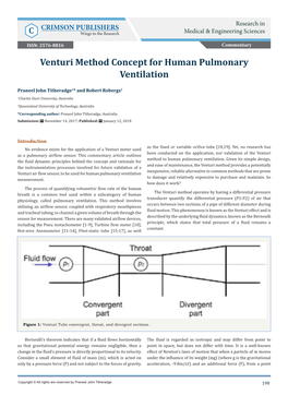 Venturi Method Concept for Human Pulmonary Ventilation