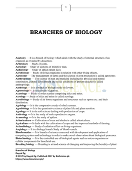 Branches of Biology