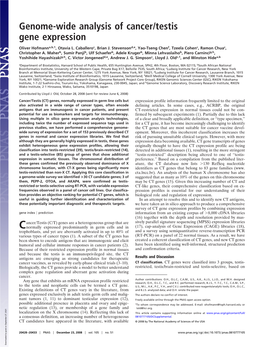 Genome-Wide Analysis of Cancer/Testis Gene Expression