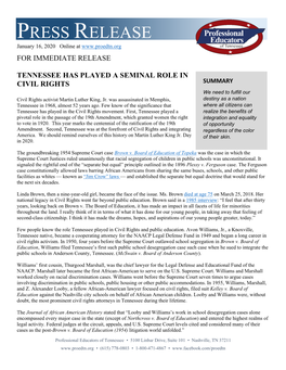 PRESS RELEASE January 16, 2020 Online at for IMMEDIATE RELEASE
