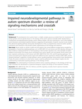 Impaired Neurodevelopmental Pathways in Autism Spectrum Disorder