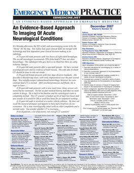 An Evidence-Based Approach to Imaging of Acute Neurological