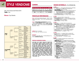 STYLE VENDOME CARRIÈRE ORIGINE MATERNELLE : 14-C (Female Line) 1Ère Mère Année Age Cses Vict