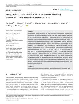 (Martes Zibellina) Distribution Over Time in Northeast China