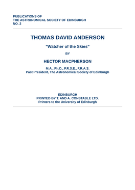 Thomas David Anderson – Watcher of the Skies