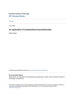 An Exploration of Triarylmethane Leucohydroxides