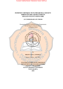 Feminist Critique to Patriarchal Society Through the Characters in Gillian Fylnn's Gone Girl