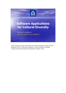 Software Applications for Cultural Diversity