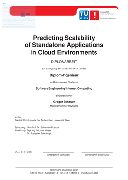 Predicting Scalability of Standalone Applications in Cloud Environments