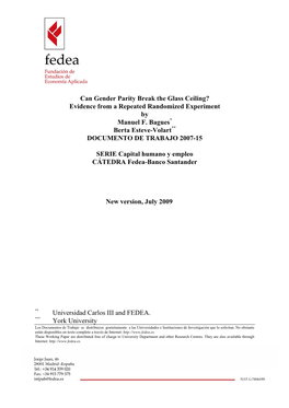 Can Gender Parity Break the Glass Ceiling? Evidence from a Repeated Randomized Experiment by Manuel F