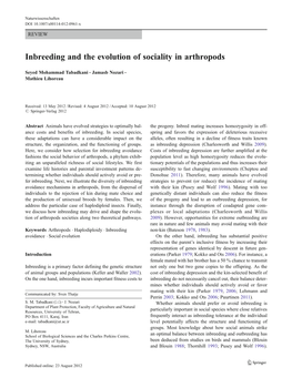 Inbreeding and the Evolution of Sociality in Arthropods