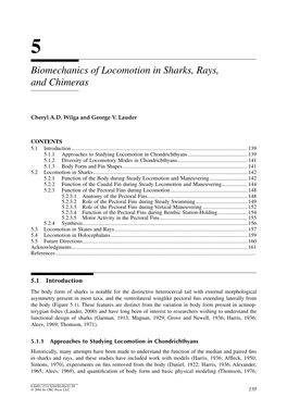 Biomechanics of Locomotion in Sharks, Rays, and Chimeras