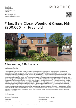 Friars Gate Close, Woodford Green, IG8 £800000