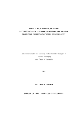 Intersections of Literary Expression and Musical Narrative in the Vocal Works of Beethoven