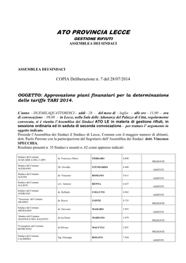 Copia Delibera N. 7 Del 28-07-2014