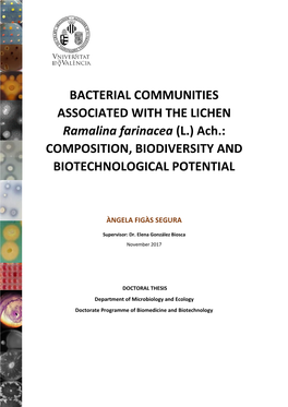 BACTERIAL COMMUNITIES ASSOCIATED with the LICHEN Ramalina Farinacea (L.) Ach.: COMPOSITION, BIODIVERSITY and BIOTECHNOLOGICAL POTENTIAL