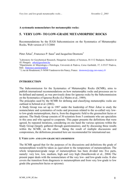 A Systematic Nomenclature for Metamorphic Rocks