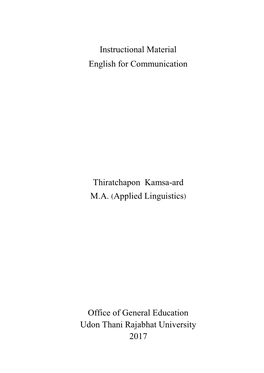 Instructional Material English for Communication Thiratchapon