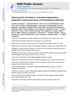 Shared Genetic Risk Between Corticobasal Degeneration, Progressive Supranuclear Palsy, and Frontotemporal Dementia