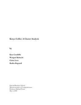 Kenya Coffee: a Cluster Analysis By