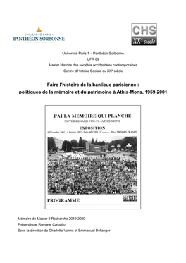 Politiques De La Mémoire Et Du Patrimoine À Athis-Mons, 1959-2001